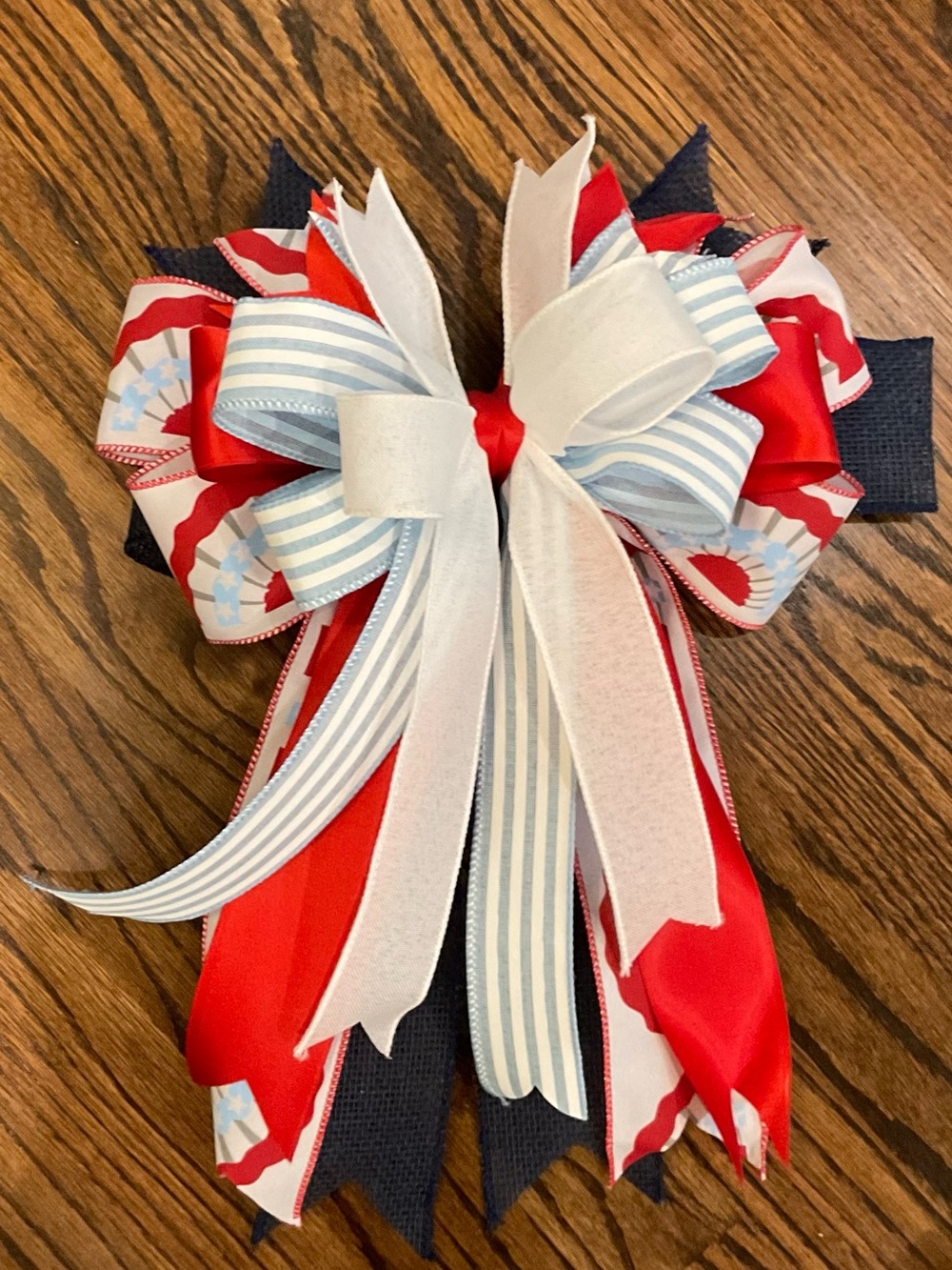 Patriotic Red White & Blue Holiday Wreath Bow - Brand: